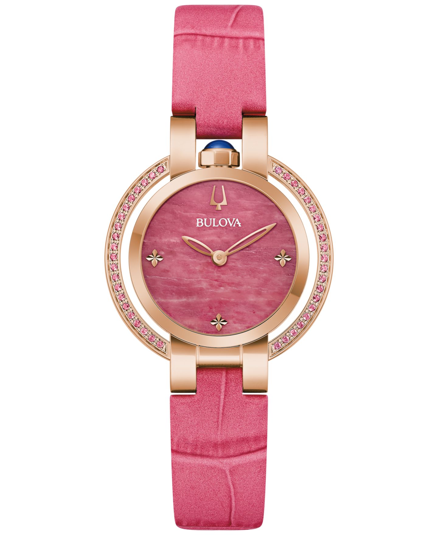 Женские часы Bulova 150th Anniversary Rubaiyat Pink Leather Strap Watch 31mm — фото 1