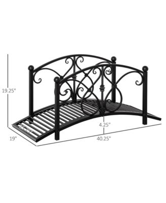 Garden Bridge 3.3', Floral Pond Bridge with Safety Railings