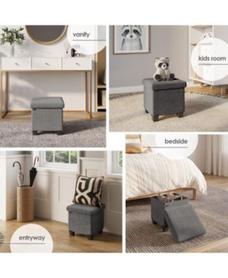 Rectangular Boucle Ottoman Storage Bench – Modern Foot Stool, Makeup Vanity Stool, Perfect for Living Room & Bedroom Decor