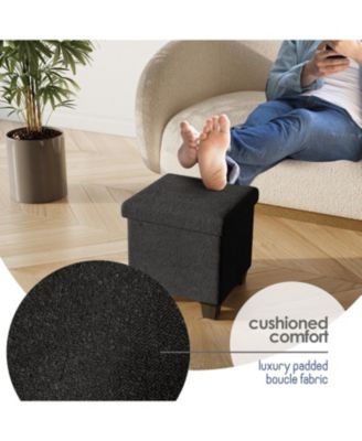 Nestl Rectangular Boucle Ottoman Storage Bench – Modern Foot Stool, Makeup Vanity Stool, Perfect for Living Room & Bedroom Decor