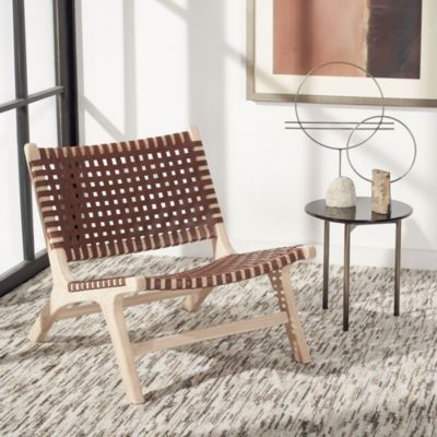 Luna Leather Woven Accent Chair