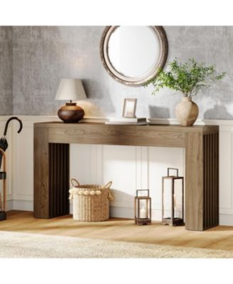 59-Inch Long Wooden Console Sofa Table Behind The Couch with Vertical Slat Legs for Entrance, Hallway, Entryway, Living Room