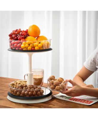 2-Tier Clear Lazy Susan Turntable Organizer - 360° Rotating Spice Rack with Non-Slip Base for Kitchen Cabinet, Pantry, Countertop Storage