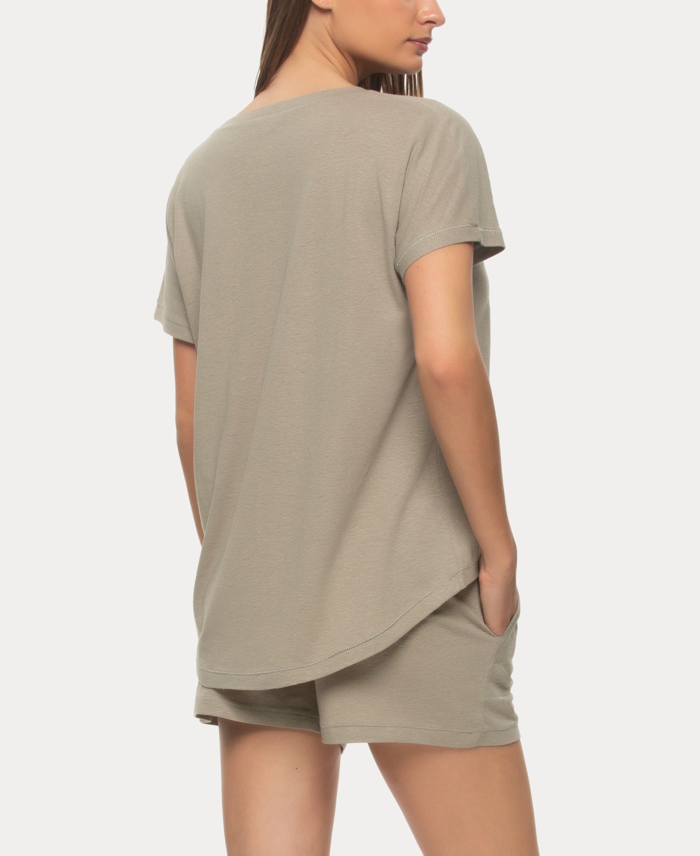 Женские шорты Felina Lauren Linen Jersey Pullover Top and Shorts Sleepwear, цвет: Дубовый — фото 2