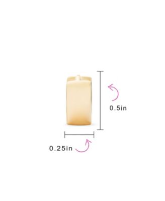 Simple Basic Wide Huggie Hoop Kpop Earrings Plated .925 Sterling Polished Flat Hinge