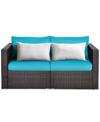 4PCS Patio Rattan Corner Sofa Sectional Furniture Set