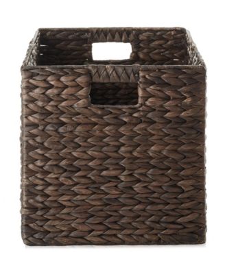 Collapsible Woven Water Hyacinth Storage Baskets, 13" x 13" Cube Organizers for Bathroom, Bedroom, Laundry, Pantry, Shelves