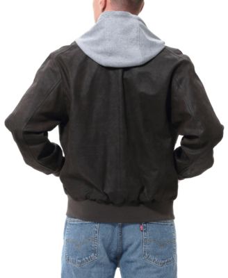 Men Civic Distressed Leather Bomber Jacket