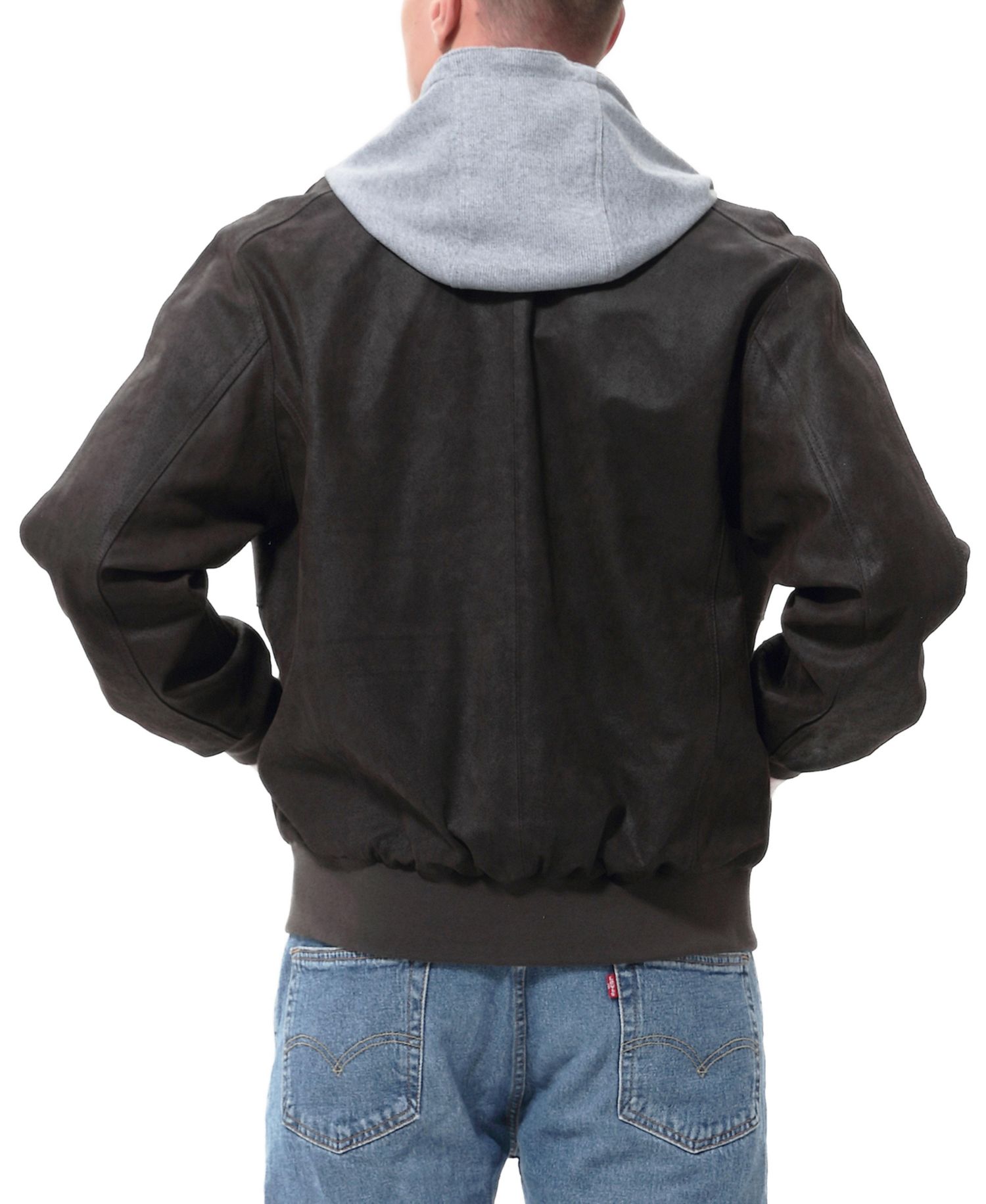 Men's Civic Distressed Leather Bomber Jacket