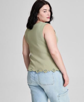 Trendy Plus Size Scalloped-Hem Tank Top, Exclusively at Macy's