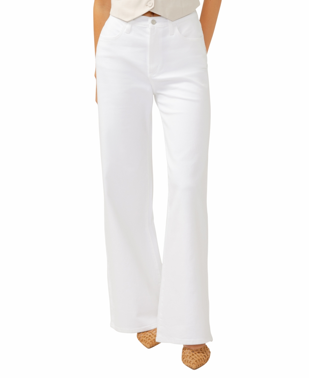 Women's Highly Desirable High Rise Ultra-Wide Leg Jeans - White