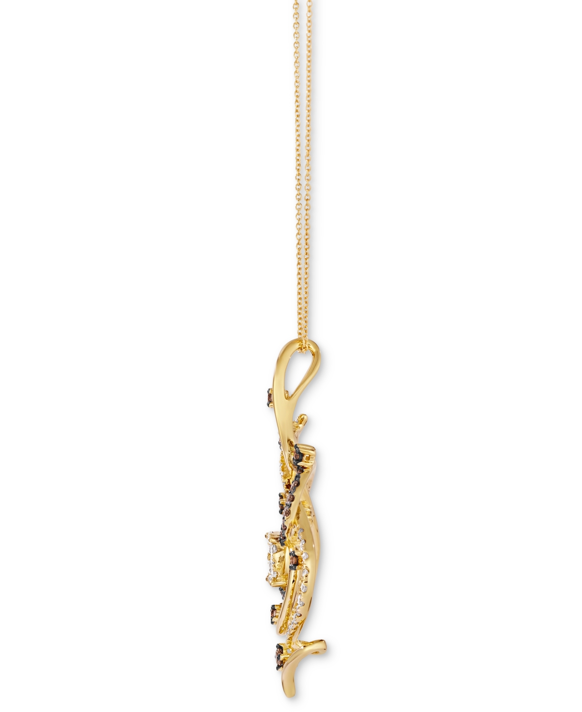 Le Vian Crazy Collection Chocolate Diamond & Nude Diamond Swirl Adjustable 20" Pendant Necklace (1-1/2 Ct. T In Yellow Gold