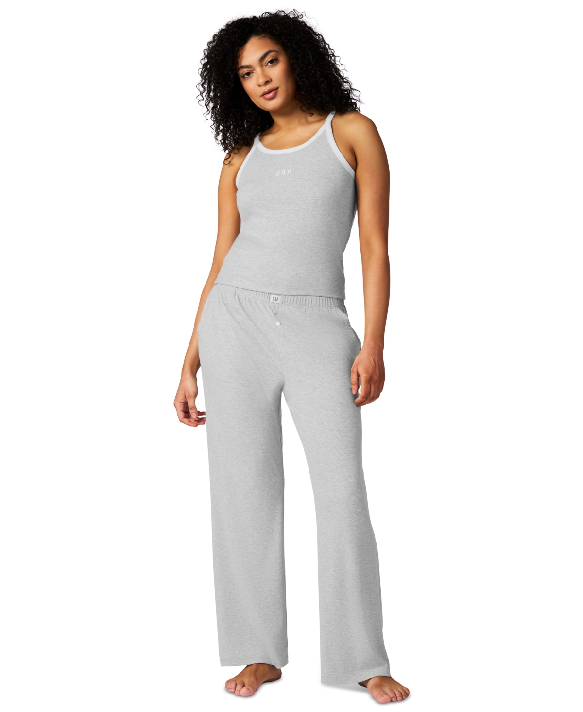 Shop Gap Women's Ribbed Mid-rise Lounge Pajama Pants In Heather Grey