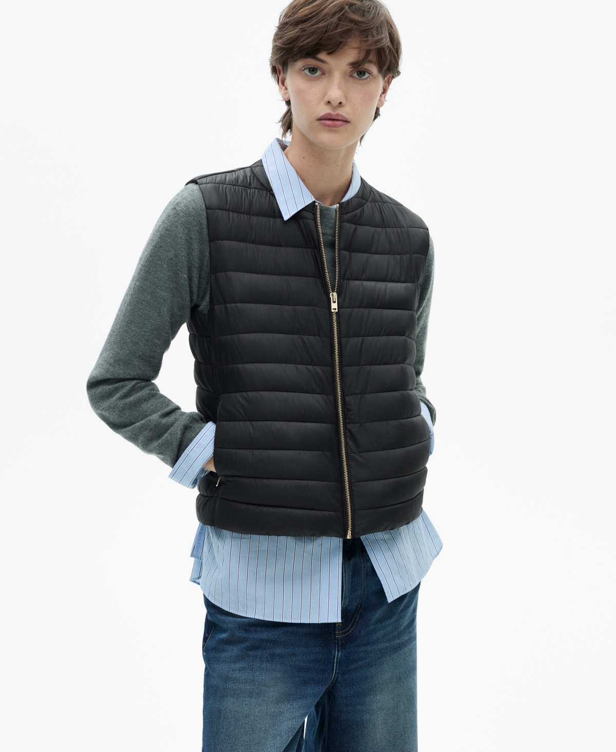 Mango Women's Quilted Vest In Black