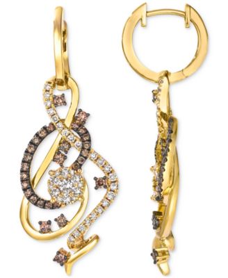 Crazy Collection&reg; Chocolate Diamond & Nude Diamond Swirl Drop Earrings (1-1/2 ct. t.w.) in 14k Rose Gold