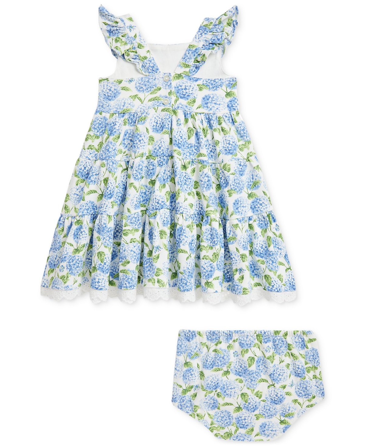 Polo Ralph Lauren Baby Floral Flutter-sleeve Dress In Blue