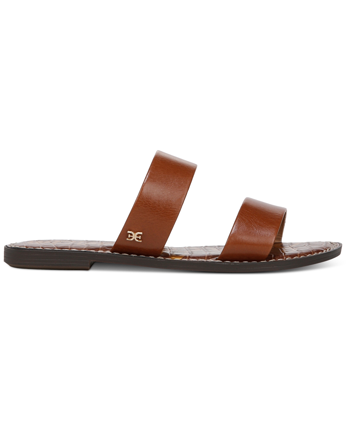 Sam Edelman Gala Double Strap Slide Sandal Cognac Leather In Cognac Brown Leather