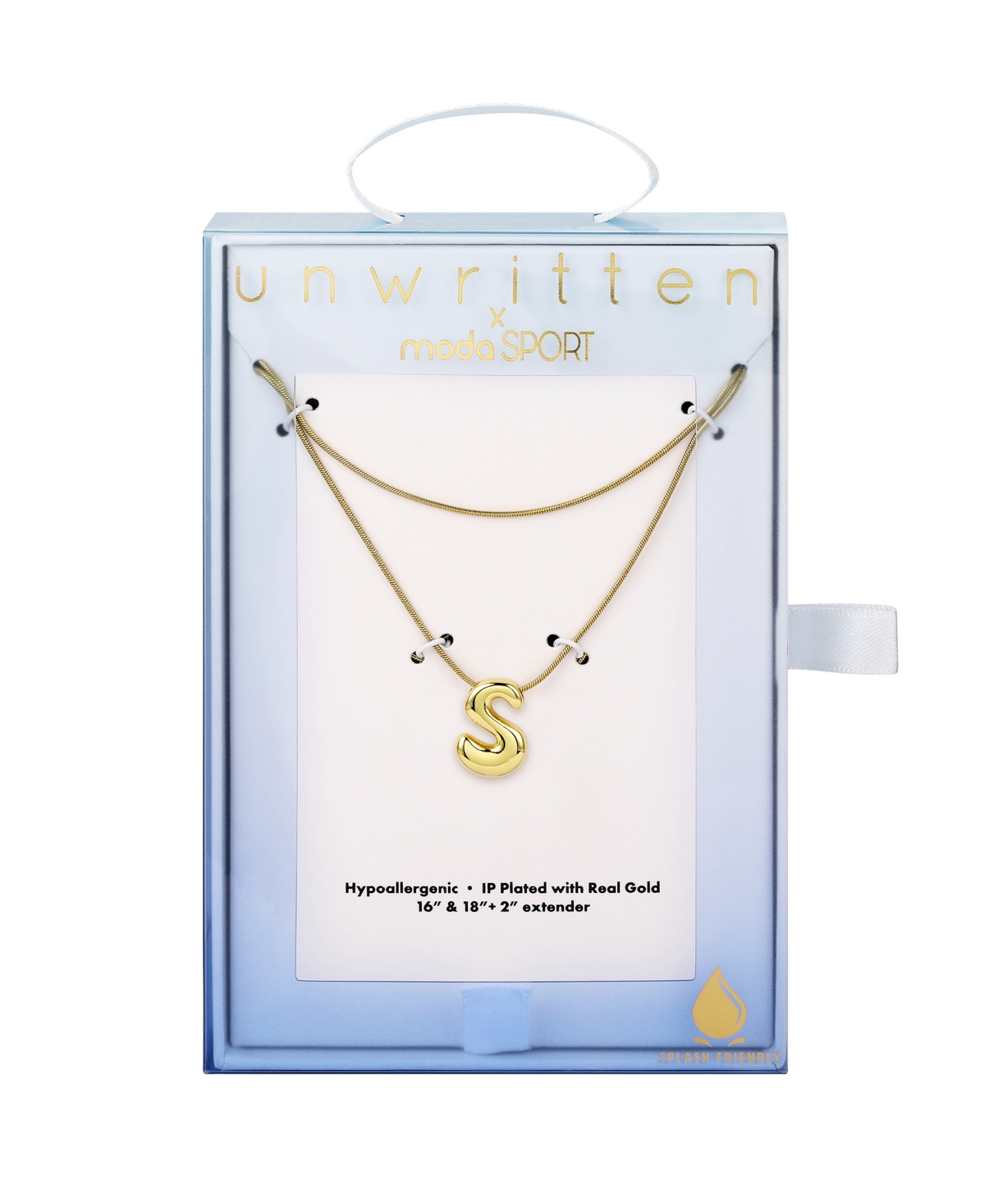 Unwritten X Moda Sport Silver Tone Water Resistant Initial Layered Necklace In Gold S