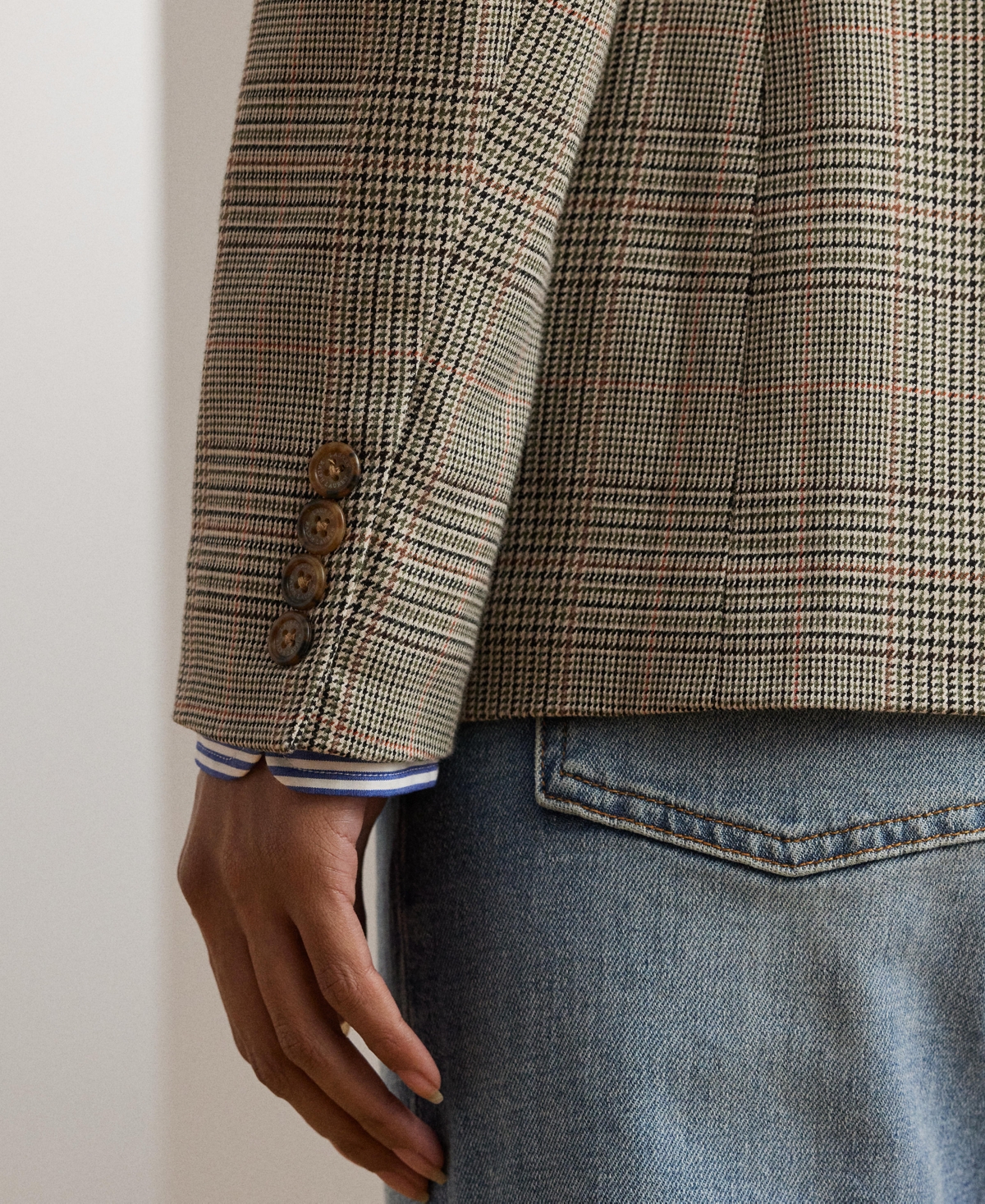 RALPH LAUREN WOMEN'S GLEN PLAID COTTON-BLEND TWILL BLAZER 