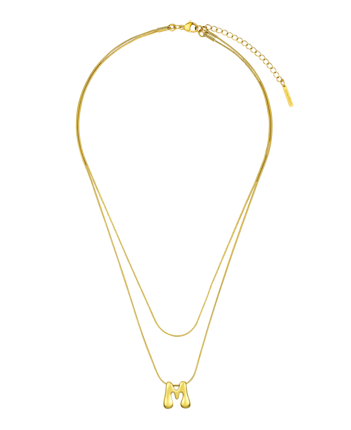 Unwritten X Moda Sport Silver Tone Water Resistant Initial Layered Necklace In Gold M