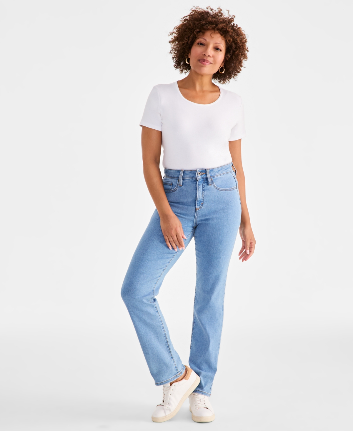 Shop Style & Co Women's High Rise Straight-leg Jeans, Regular, Short And Long Lengths, Created For Macy's In Light Wash