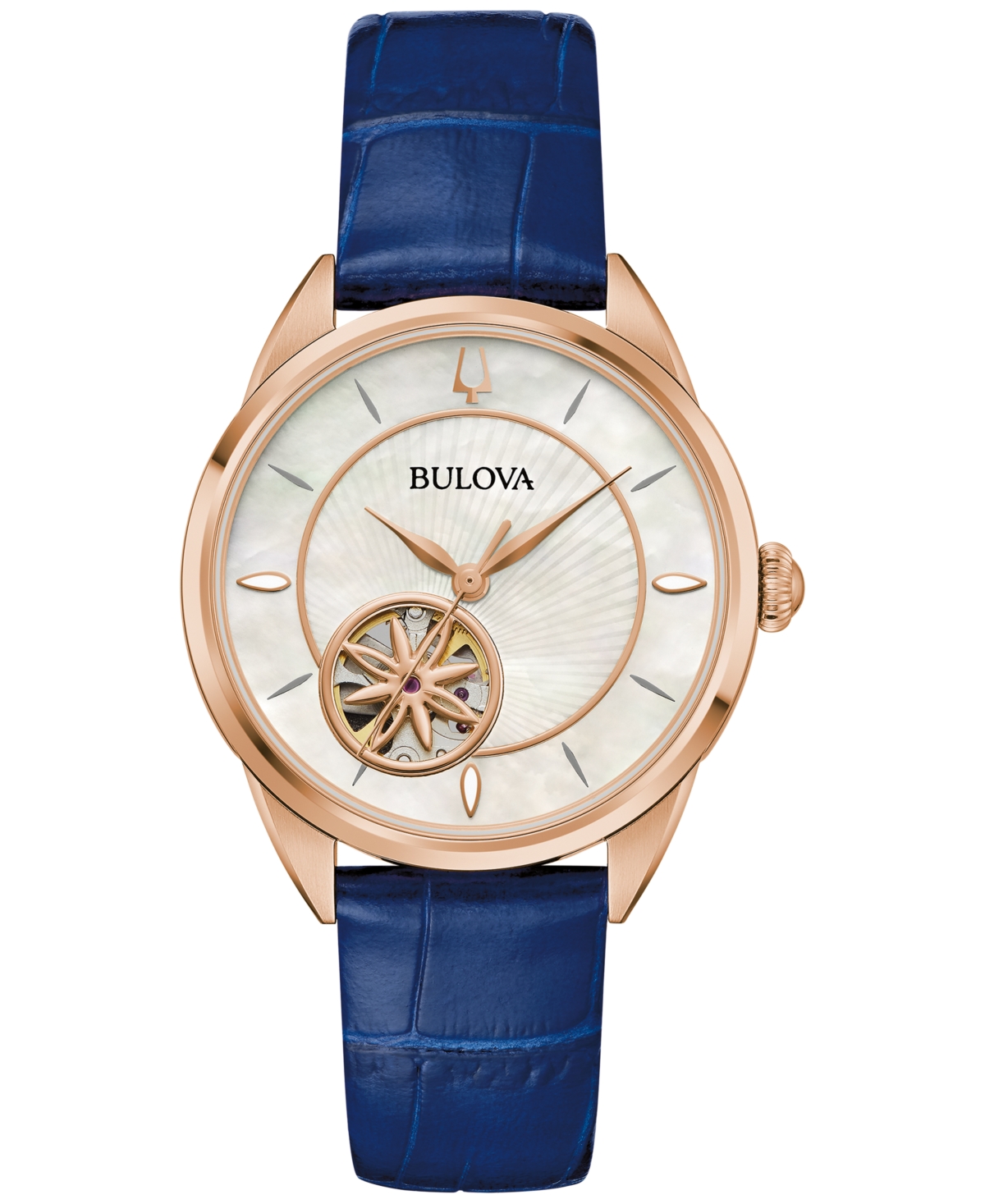 Women's Sutton Automatic Navy Blue Leather Strap Watch 34.5mm - Navy