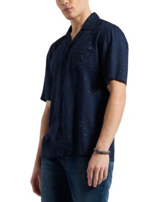 Men's Lightweight Short Sleeve Button Up Bandana Print Camp Shirt