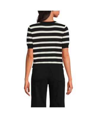 Women's Fine Gauge Jersey Short Sleeve Dress Cardigan Sweater