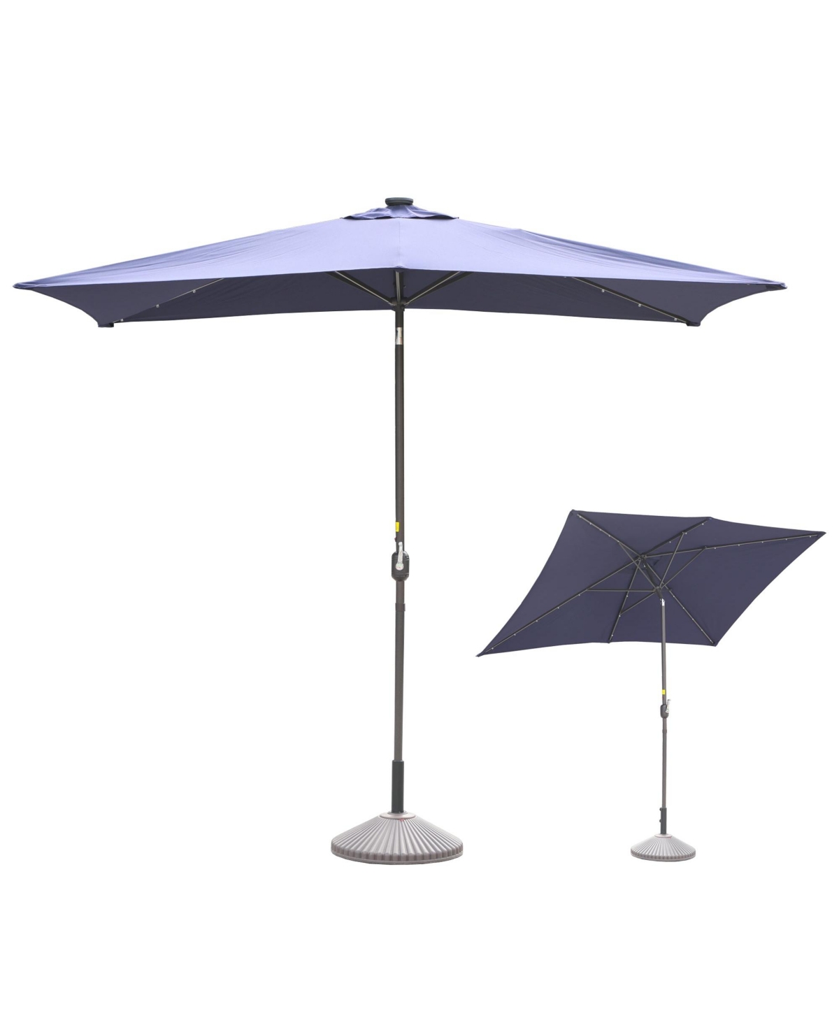 10' x 6'5 Rectangular Lighted Market Umbrella(Navy Blue) - Navy blue
