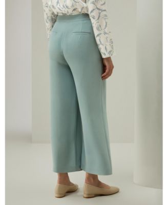 Women's Silk Wide Leg Tailored Pant with Mid Rise