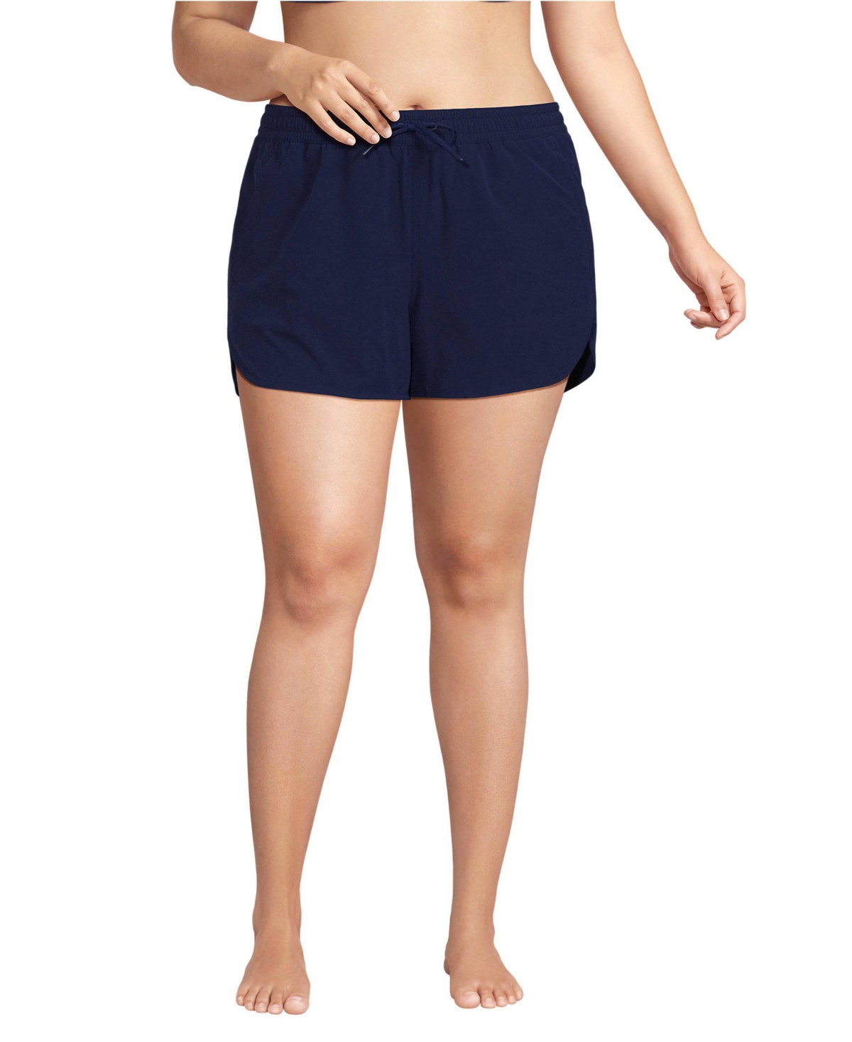 Plus Size 3&#x22; Packable Cover-up Swim Shorts - Deep sea navy