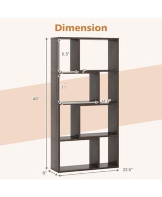 4-Tier Geometric Bookshelf with 8 Open Cubes for Living Room or Bedroom Storage