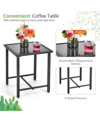 3PCS Rattan Bistro Rocking Chair Set Patio Furniture Set w/ Cushions