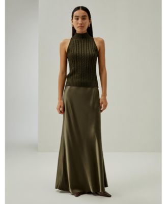 Classic High-Neck Cable-Knit Sleeveless Top for Women