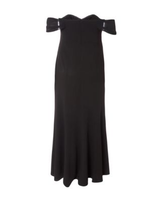 Plus Size Scuba Crepe/Chiffon Bardot Maxi Dress