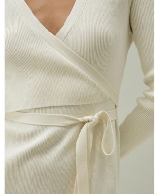 Women's Elegant Wrap-Front Silk Knit Dress