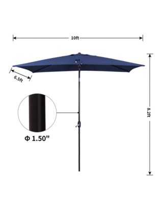 10 ft. x 6.5 ft. Rectangular Market Umbrella with Waterproof and UV Resistant in Navy Blue