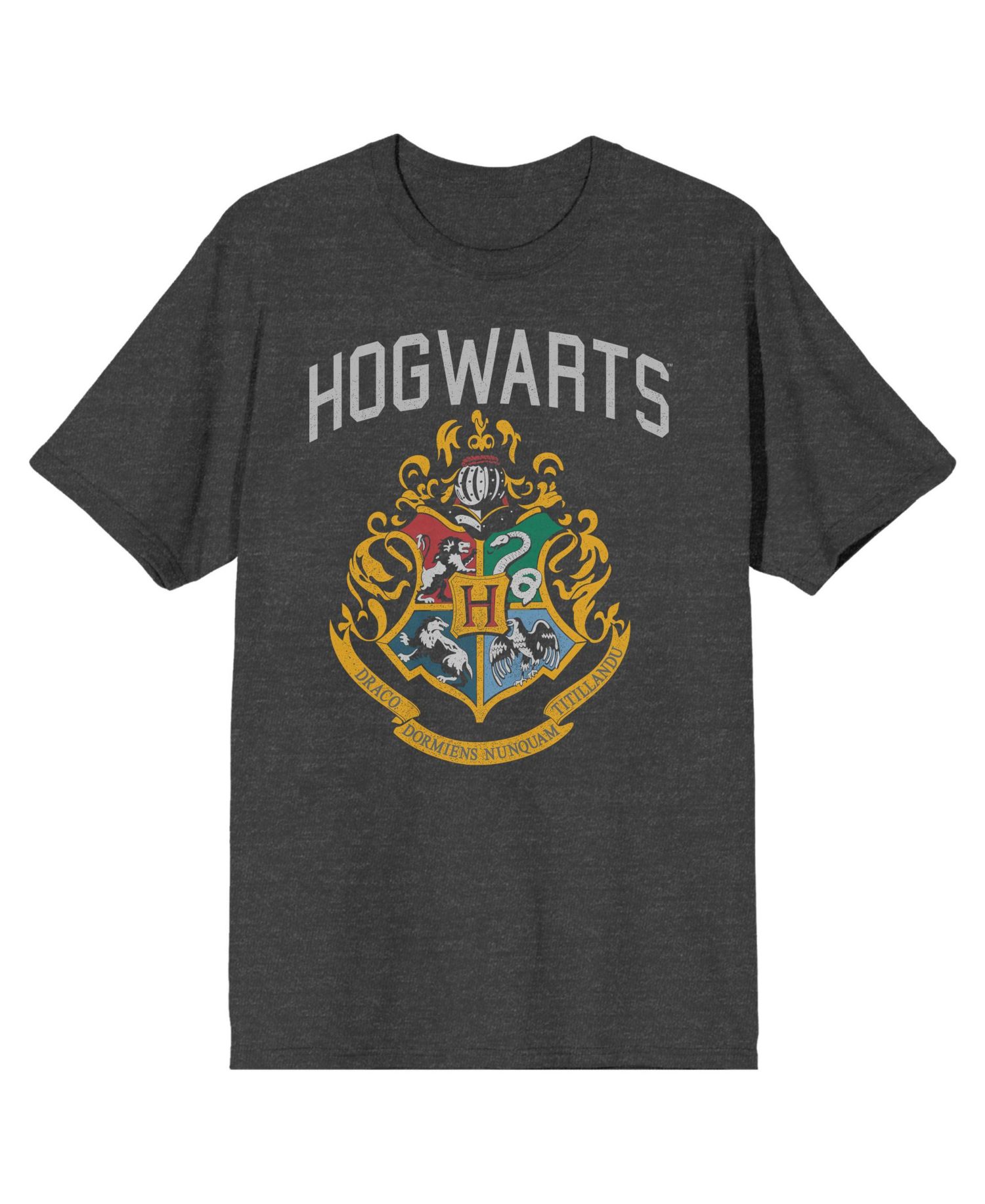 Men's Hogwarts Crest Charcoal Heather T-shirt-Small