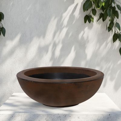 Weather-Resistant Polyresin Double-Walled Outdoor Flower Pot Planter, 20.75"