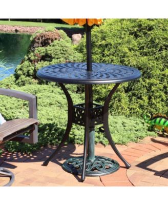 Outdoor Heavy-Duty Cast Iron Decorative Design Patio Yard Round Umbrella Base Stand - 17" - Green