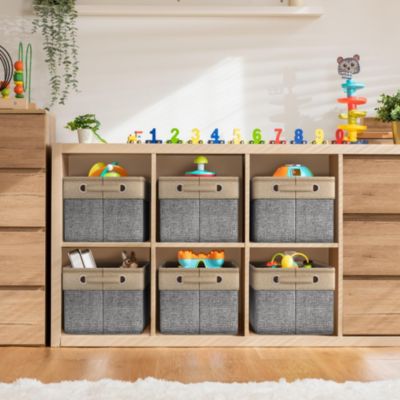 6 Pack 15 inch Collapsible Storage Bins with Handles - Perfect for Home Storage & Organization