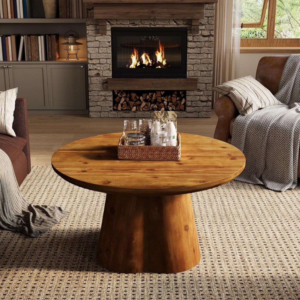 Tribesigns 45.28" Black Cloud Coffee Table, Cute Cream Living Room Center Furniture with Thick Tabletop & Solid Legs, Modern Minimalist Irregular Home