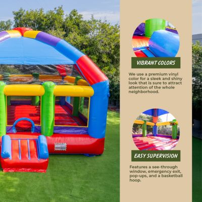 Grand Party Dome 20' x 20' Commercial Grade Bounce House , Moonwalk Bouncer Jumper for Kids and Adults, Indoor Outdoor, PVC Vinyl, Birthday Party Rental, Basketball Hoop (Blower Included)
