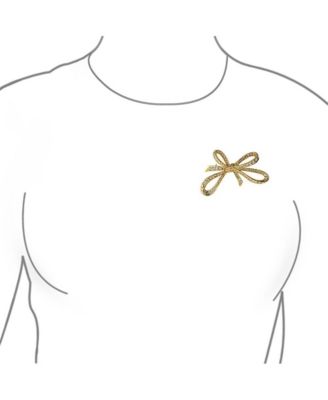 Aqua Blue Crystal Statement Ribbon Bow Brooch Pin Gold Silver