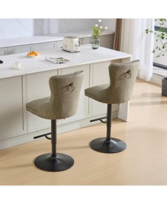 Set of 2 Metal/Faux Leather Adjustable Swivel Modern Design Bar Stools