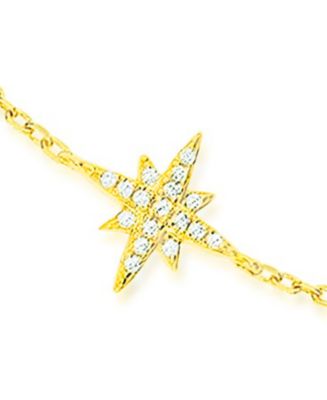 Yellow Gold Tone Celetestial North Star Bracelet with Pave Cubic Zirconia