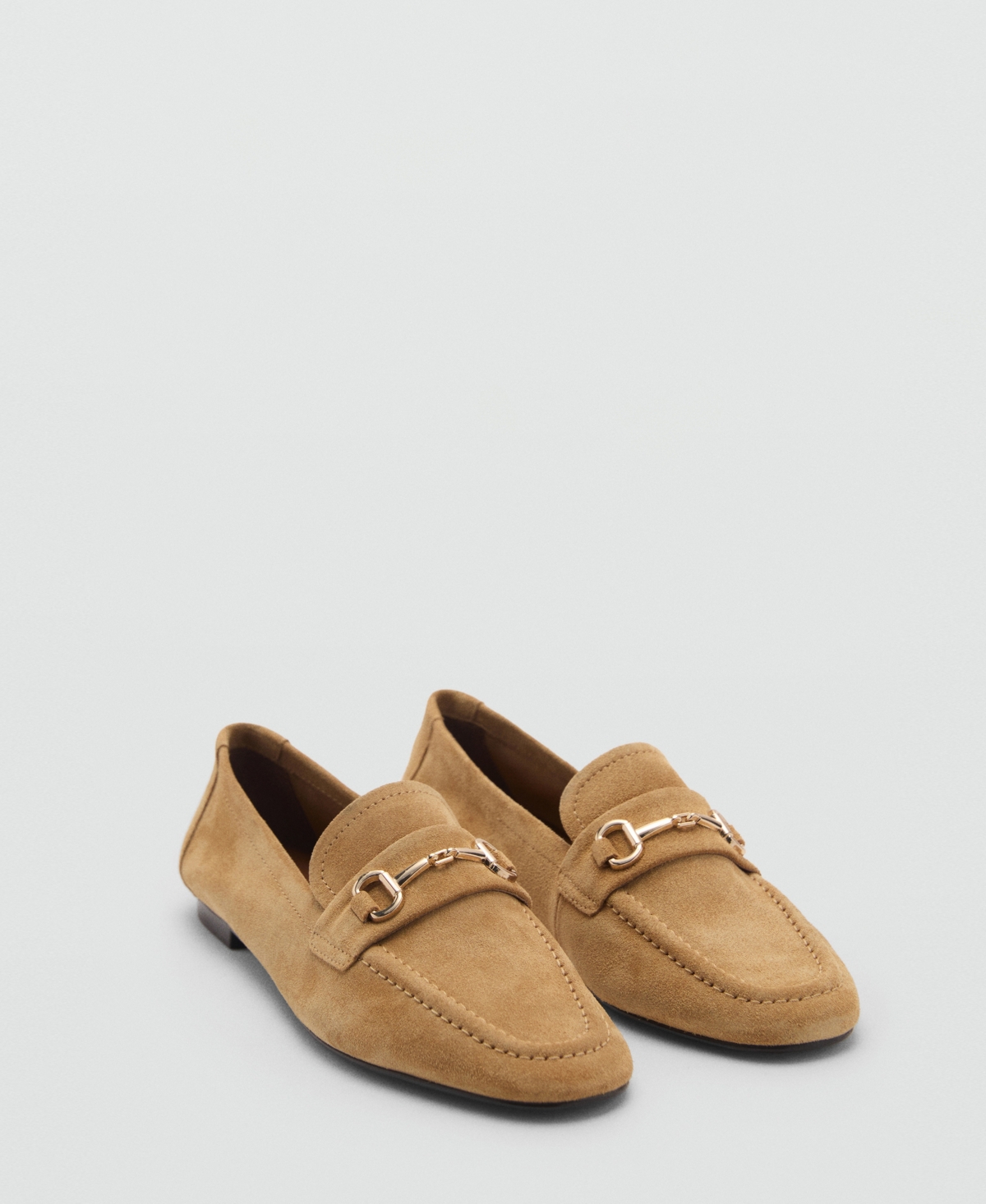 Shop Mango Women's Buckle Leather Moccasins In Brown