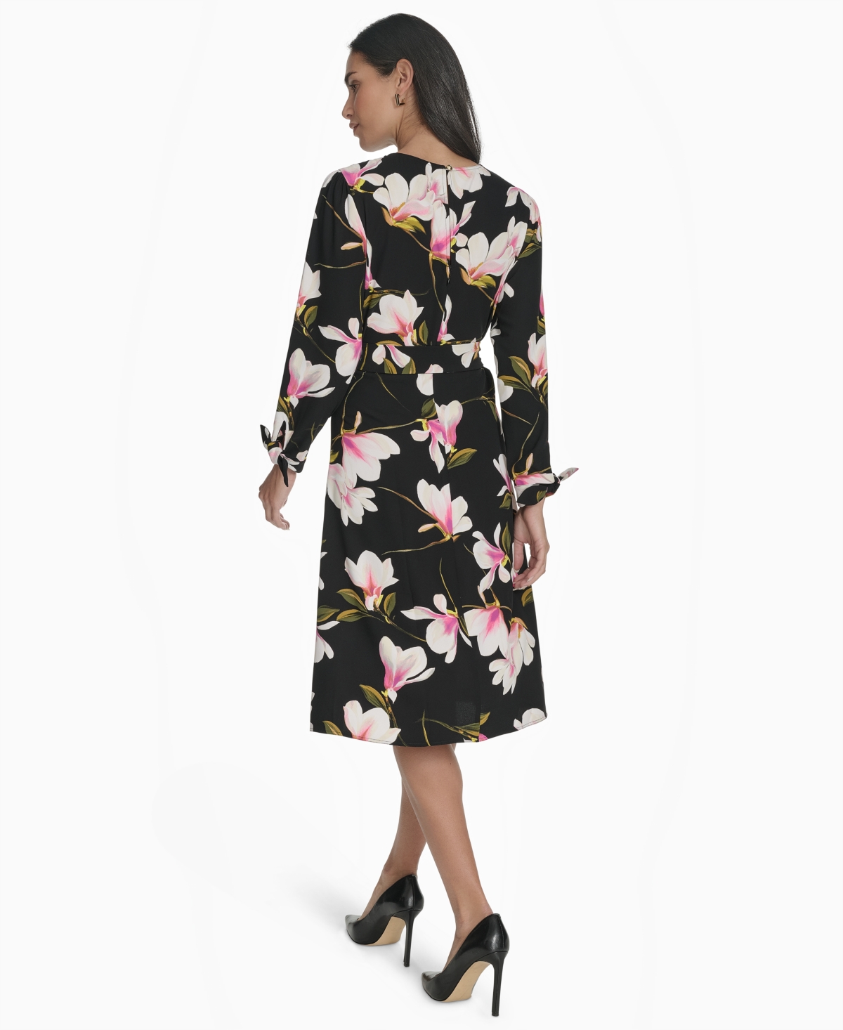 HALSTON WOMEN'S FLORAL-PRINT FIT & FLARE DRESS 