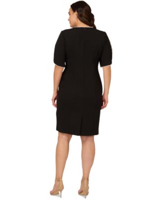 Plus Imitation Pearl-Trim Crepe Sheath Dress