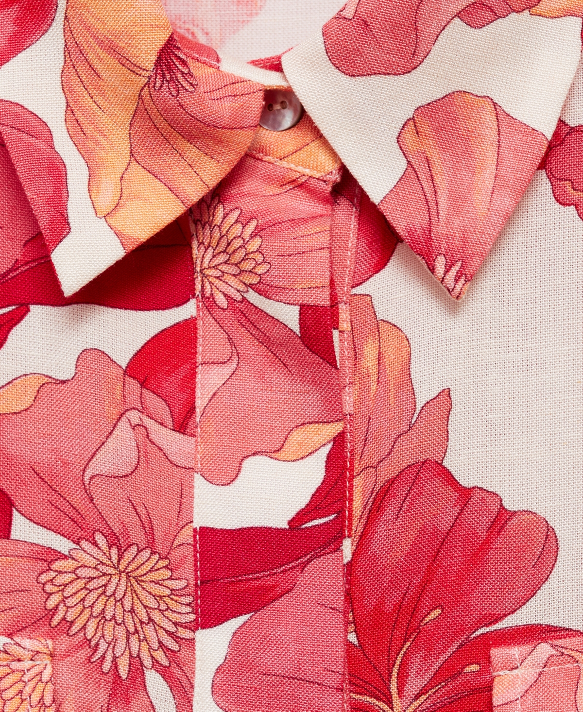 Mango Women's Floral Print Pocket Shirt In Red